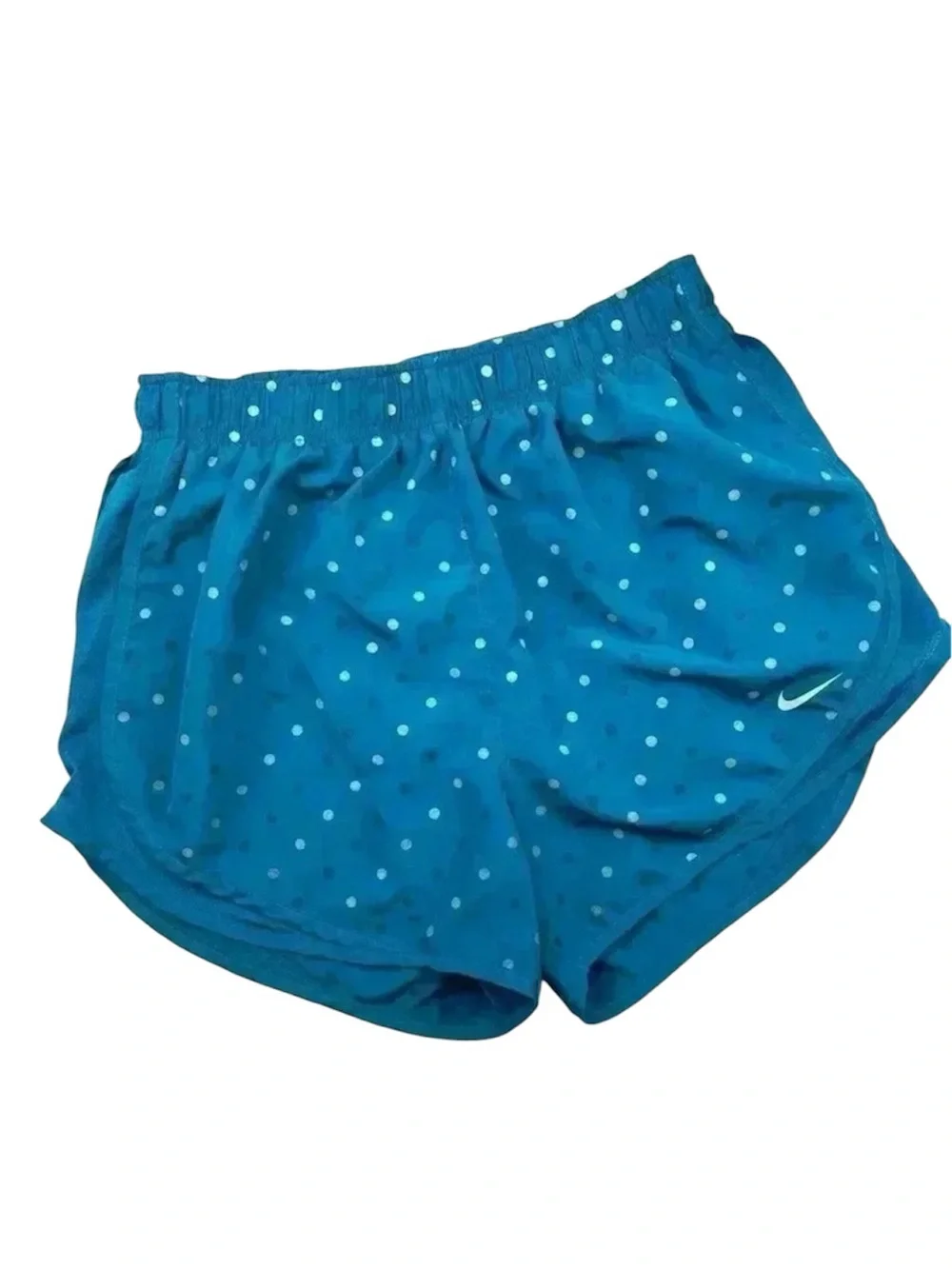 Nike Women's Blue Polkadots‎ Dri-Fit Mesh Side Running Athletic Shorts Size M